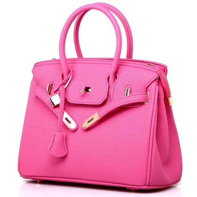 Women Large-capacity Handbag Shoulder Bags PU Litchi Pattern Platinum Bag Zipper Diagonal Crossbody Bag
