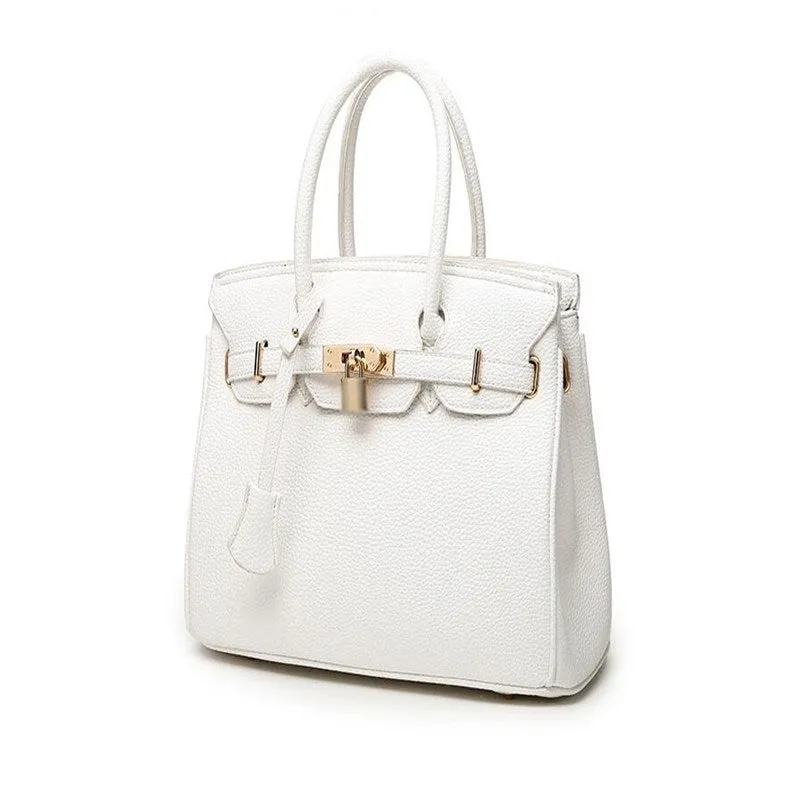 Women Large-capacity Handbag Shoulder Bags PU Litchi Pattern Platinum Bag Zipper Diagonal Crossbody Bag