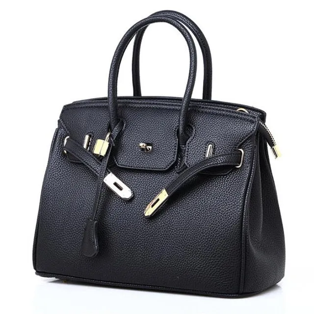 Women Large-capacity Handbag Shoulder Bags PU Litchi Pattern Platinum Bag Zipper Diagonal Crossbody Bag