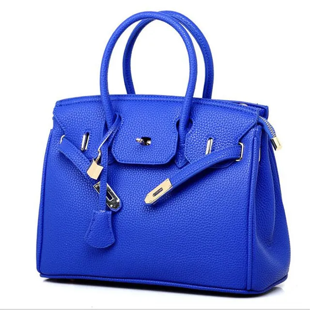 Women Large-capacity Handbag Shoulder Bags PU Litchi Pattern Platinum Bag Zipper Diagonal Crossbody Bag