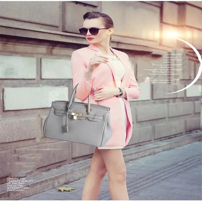 Women Large-capacity Handbag Shoulder Bags PU Litchi Pattern Platinum Bag Zipper Diagonal Crossbody Bag