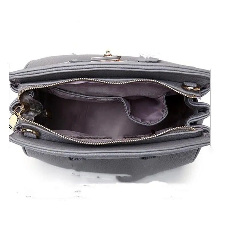 Women Large-capacity Handbag Shoulder Bags PU Litchi Pattern Platinum Bag Zipper Diagonal Crossbody Bag