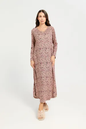 Women Pink Printed Nightgown