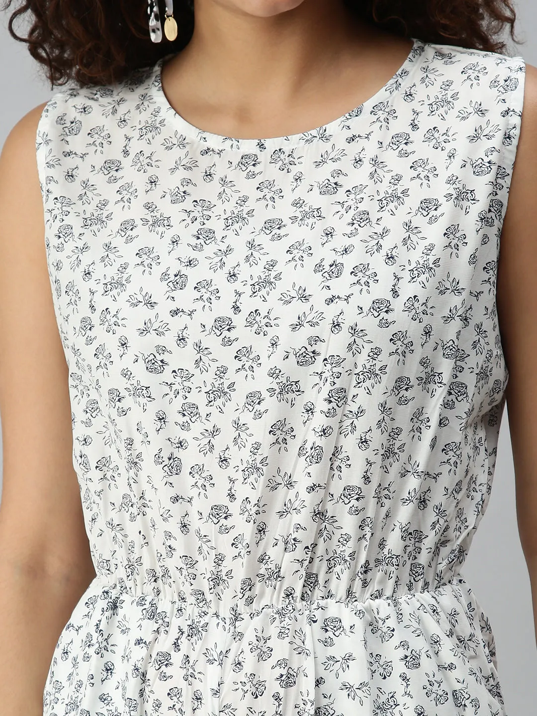 Women's White Geometrical Jumpsuit